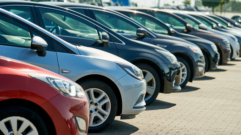 A row of rental cars