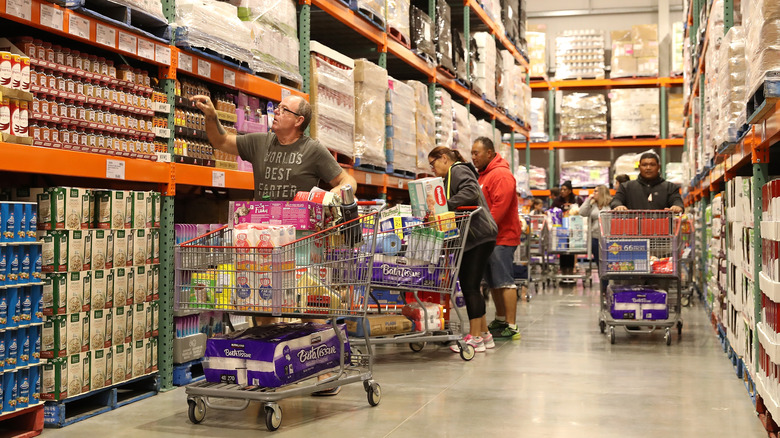 Shoppers inside of a Costco