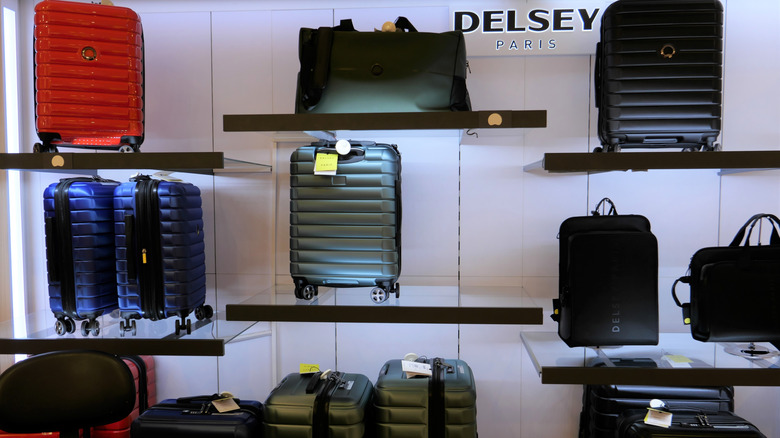Delsey Paris luggage on display at a store in France