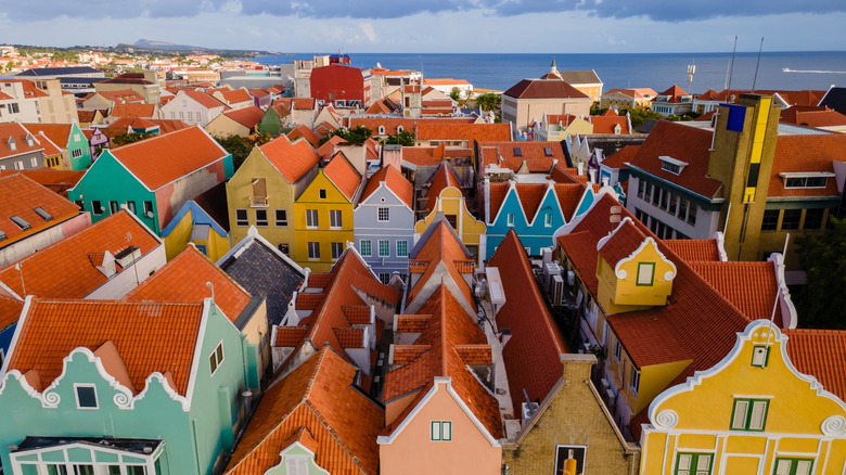 Brighly colored Dutch houses in Curacao