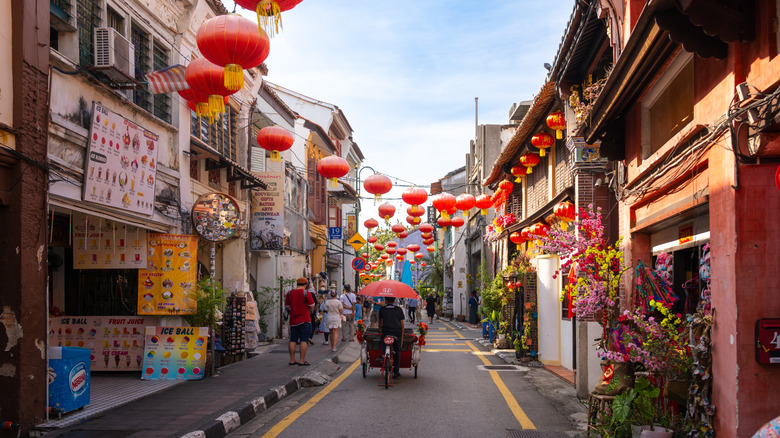 Quiet street in Georgetown, Penang in malaysia