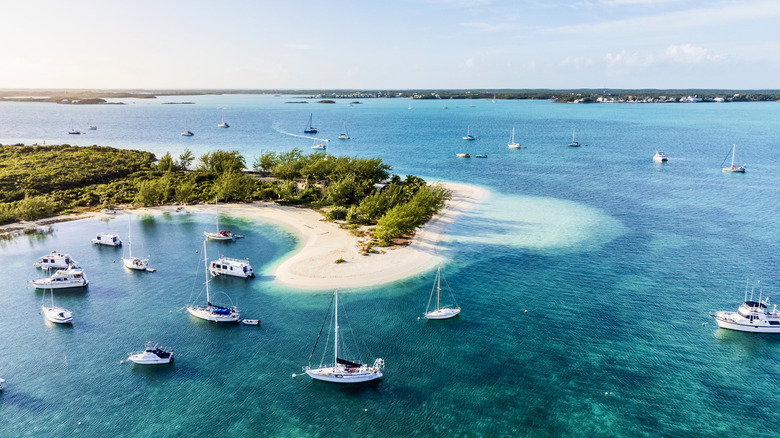 Sand bank on sunny beach in The Bahamas