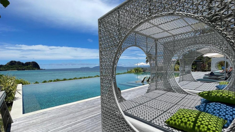 Pool cabana at Vomo Island