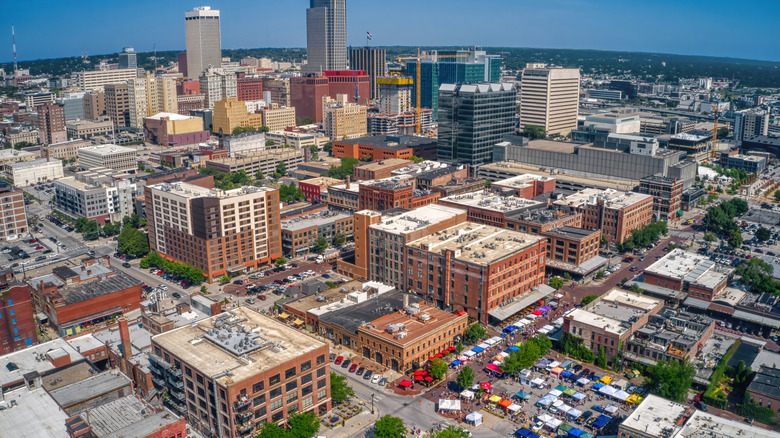 An aerial view of Omaha, Nebraska