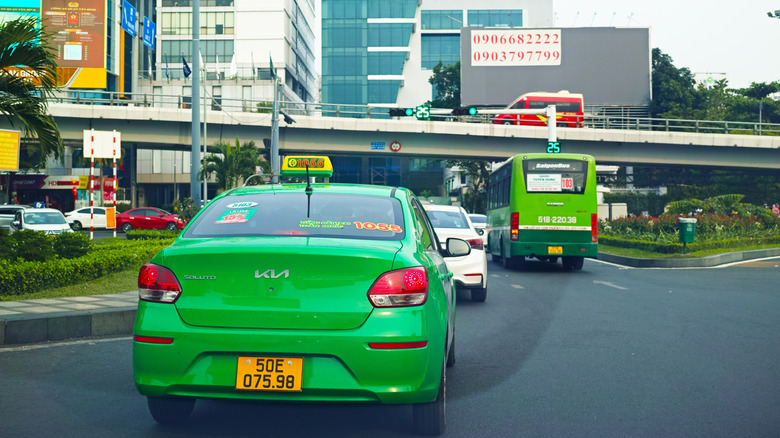 Green Grab taxi in Vietnam