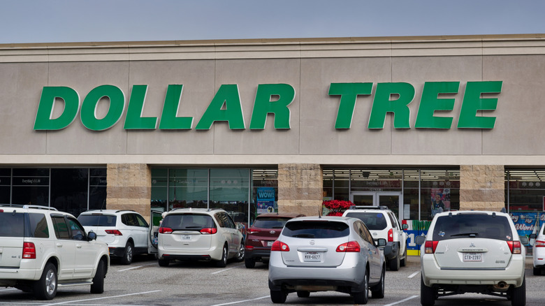 Dollar Tree storefront with cars parked out front