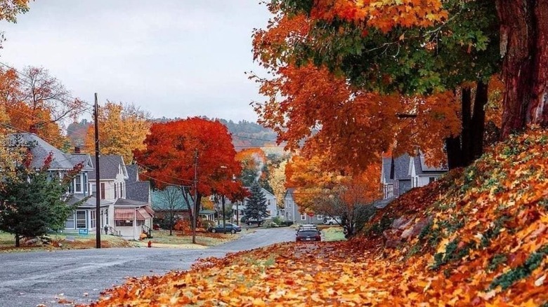 The small town of Dalton during fall foliage in the Berkshires of Massachusetts