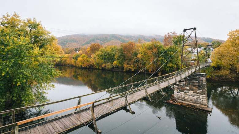 Swinging bridge over the James River in Buchanan, Virginia