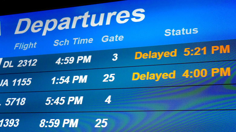 Delay screen at Newark Airport