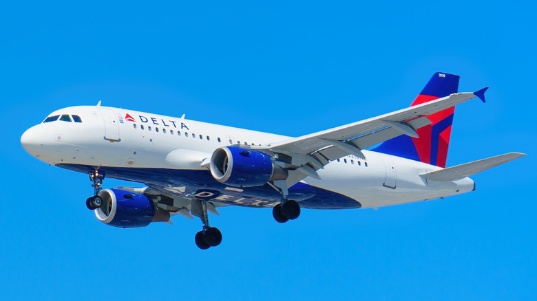 Delta airlines flight in the air