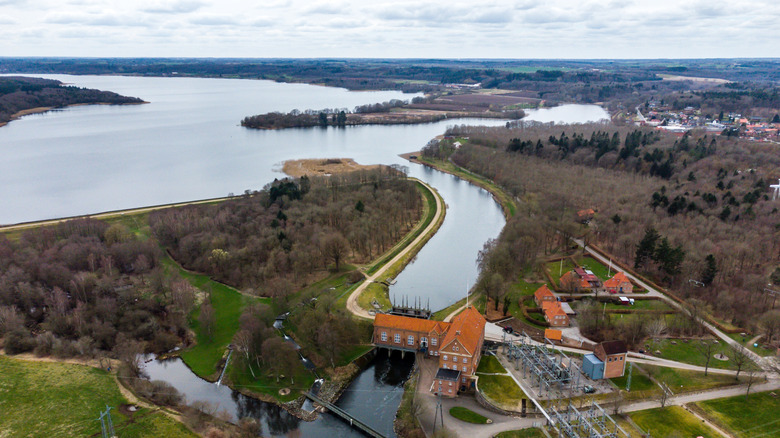 An aerial view of Tange Lake