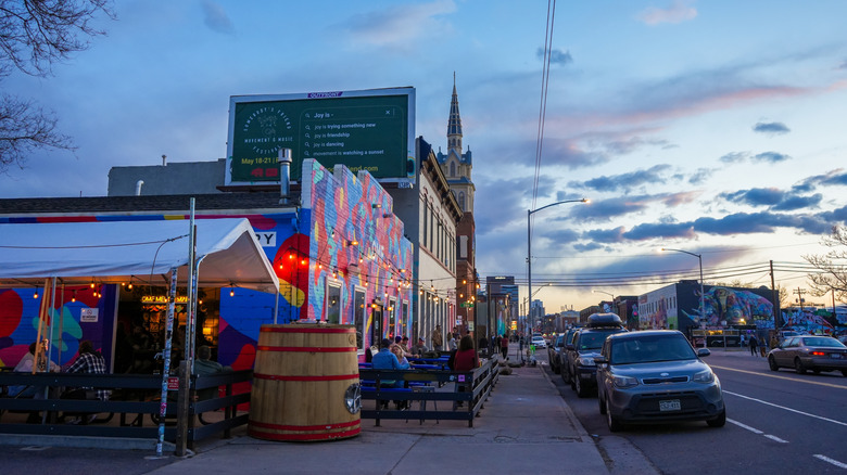 Denver's RiNo neighborhood at sunset