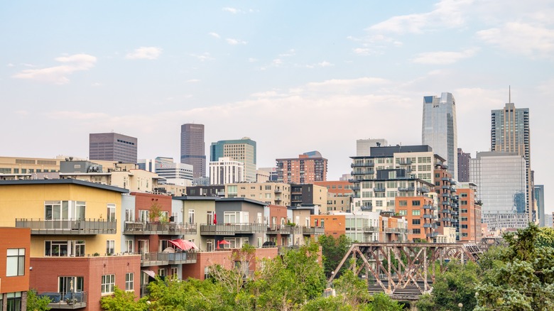 The Denver skyline from the River North Arts District