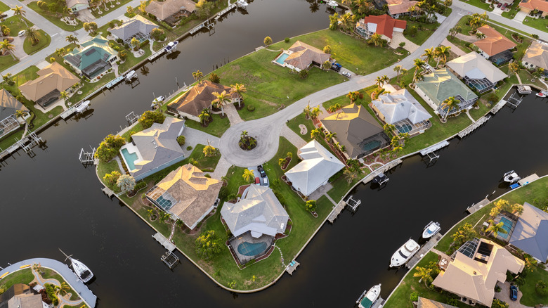 Sunset aerial view of Punta Gorda.