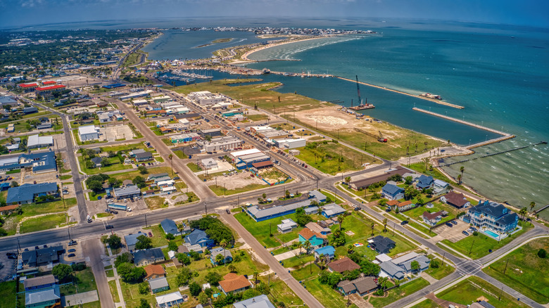 Coastal town of Rockport with the gulf in the background