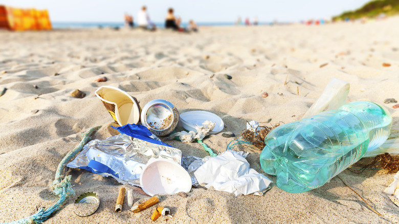 Garbage on a European beach