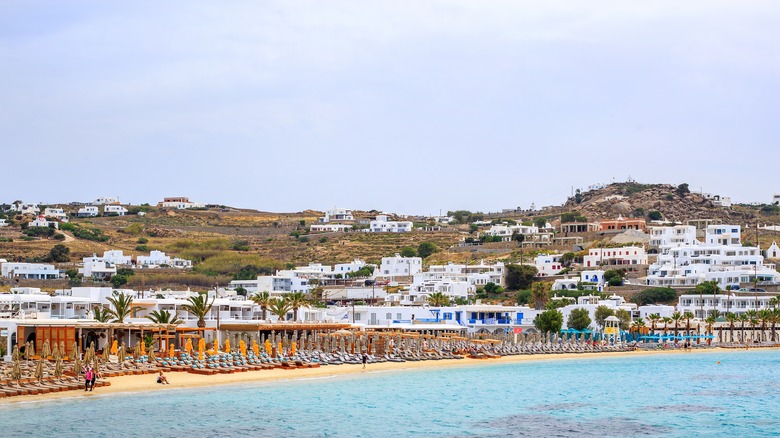 busy beach in Mykonos