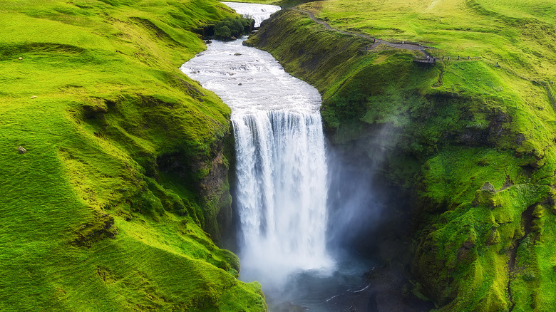 Iceland's famous Skógafoss waterfall