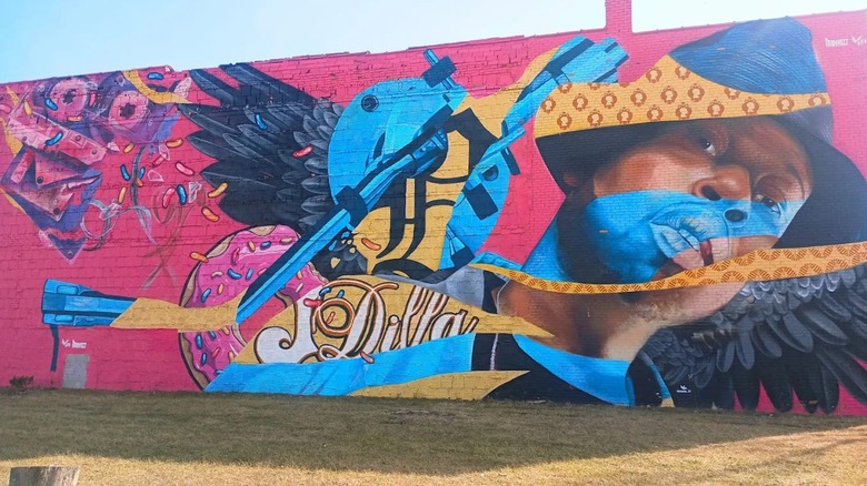 The mural of J Dilla in North End Detroit