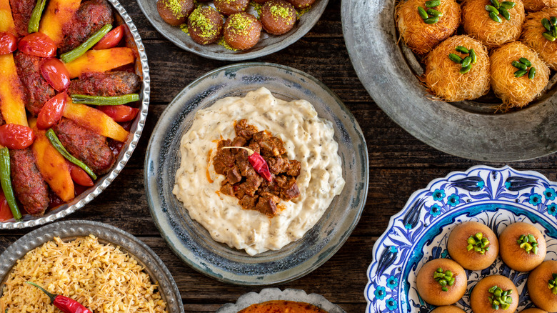 A spread of Lebanese dishes