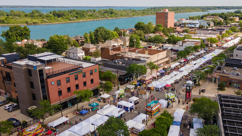 Downtown streets in Wyandotte, Michigan