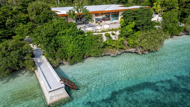 Aerial view of Courtyard Residences villa at Wakatobi Dive Resort