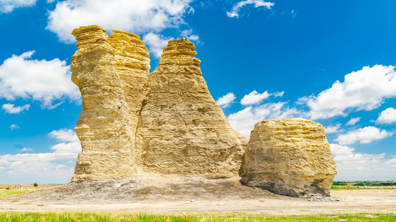 A scenic view of Castle Rock Badlands in Kansas