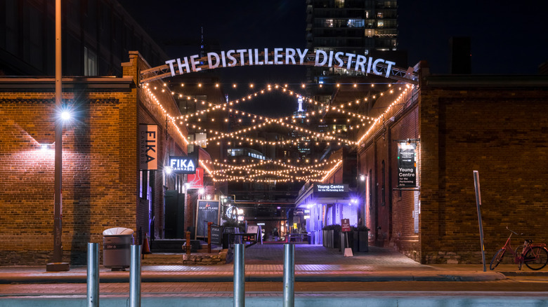 The Distillery District sign in Toronto, Canada
