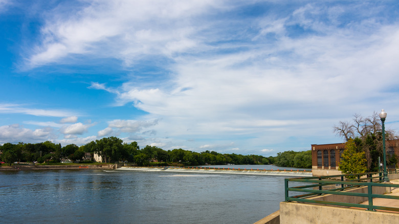 View of the Rock River from Highway U.S. 52 in Dixon, Illinois