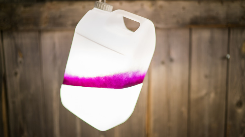 Glowing white jerry can used as lamp