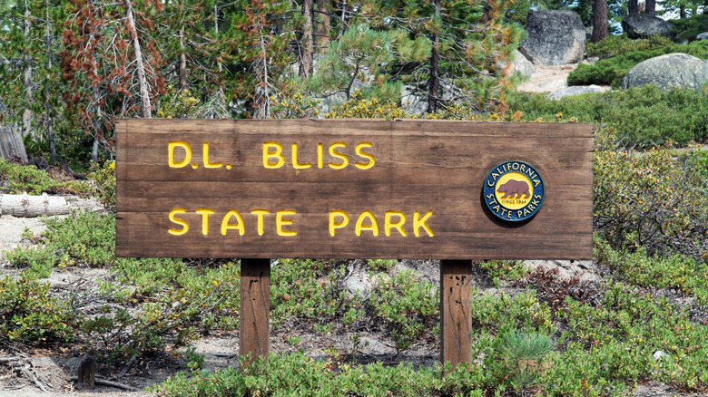 A park sign at D.L. Bliss State Park