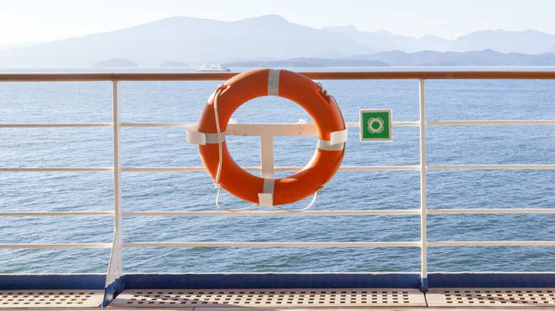 Life preserver on a cruise ship deck
