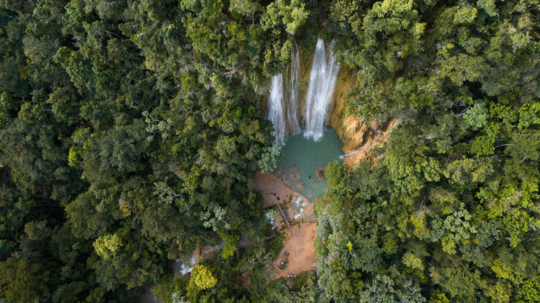 Aerial view of Salto el Limon in the Dominican Republic
