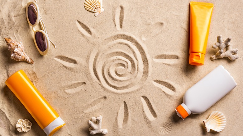 Sunscreen and sunglasses 