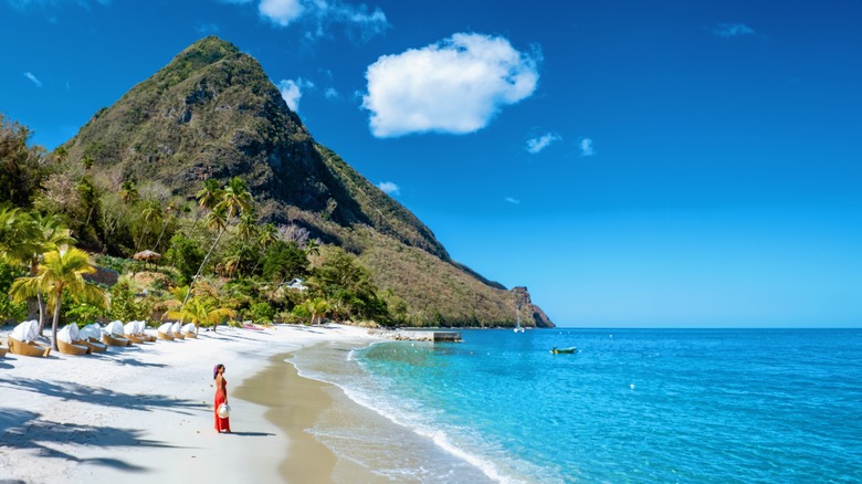 Woman on a Caribbean beach 