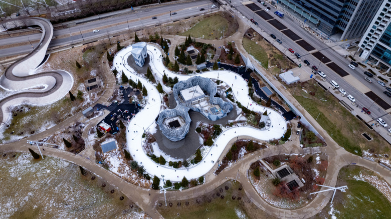 The Ice Skating Ribbon at Maggie Daley Park in Chicago, Illinois