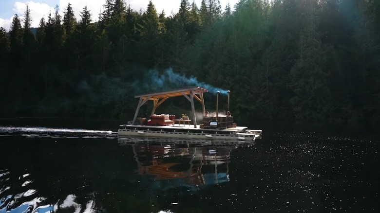 Floating hot tubs in Nimmo Bay Wilderness Resort, British Columbia