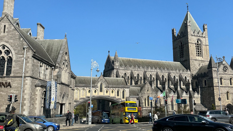 Exterior view of St. Catherine's Church, Dublin, a gem of Georgian Architecture, on a sunny day
