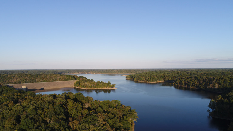 Aerial view of East Fork State Park and Harsha Lake