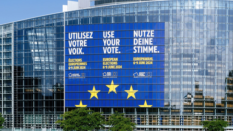 Sign outside European Parliament