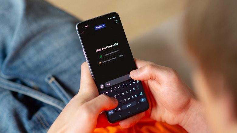 Person using an AI chatbot on their phone