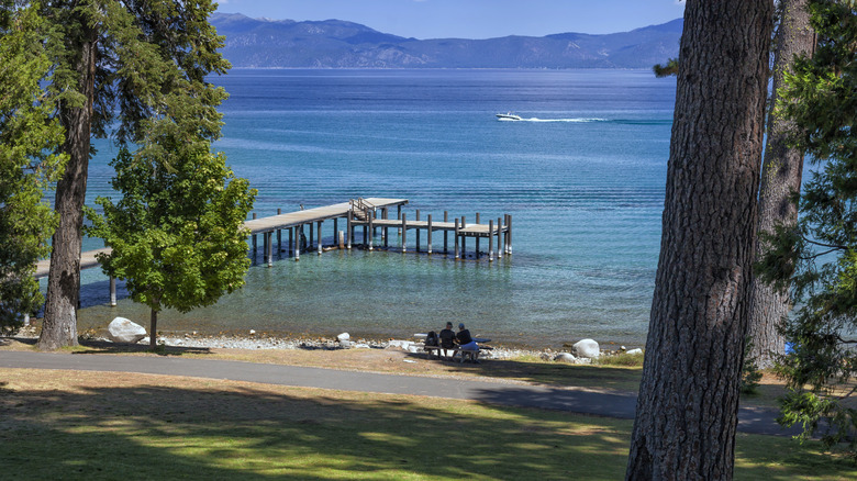 Views of the pier and Lake Tahoe at Ed Z'berg Sugar Pine Point State Park, California