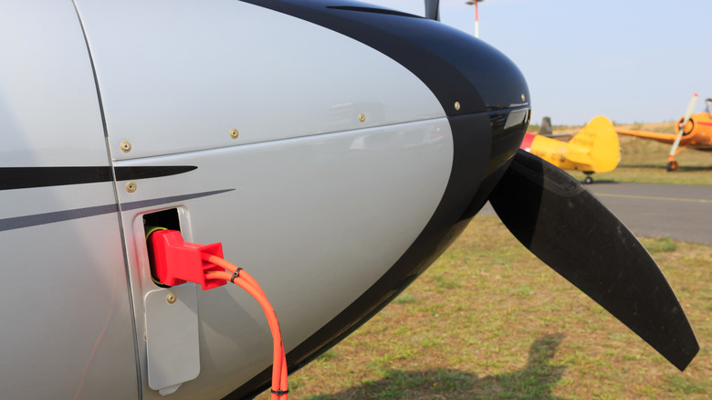 A charging plug in an electric aircraft
