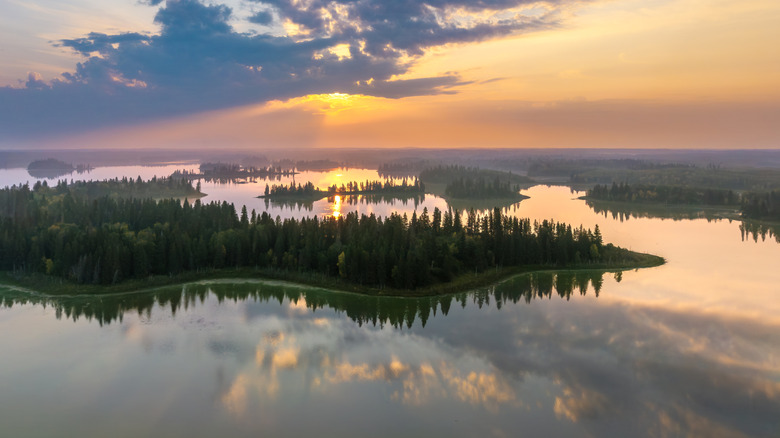 Sunrise over the lakes at Elk Island