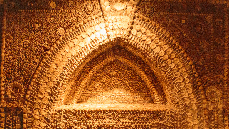 The interior of Shell Grotto in Margate, Kent, England