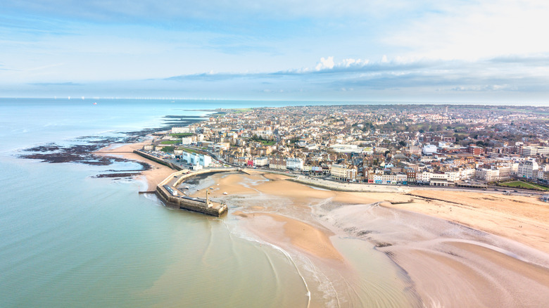 The coast of Margate during sunrise, Kent, England