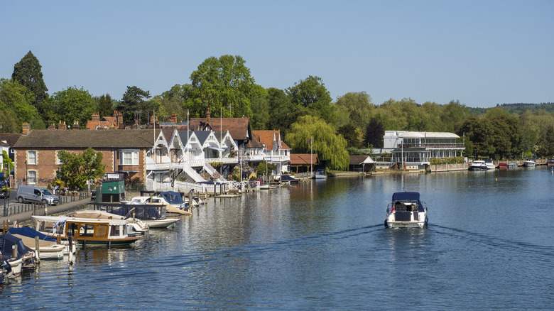 Boats on the river in Henley-on-Thames, England