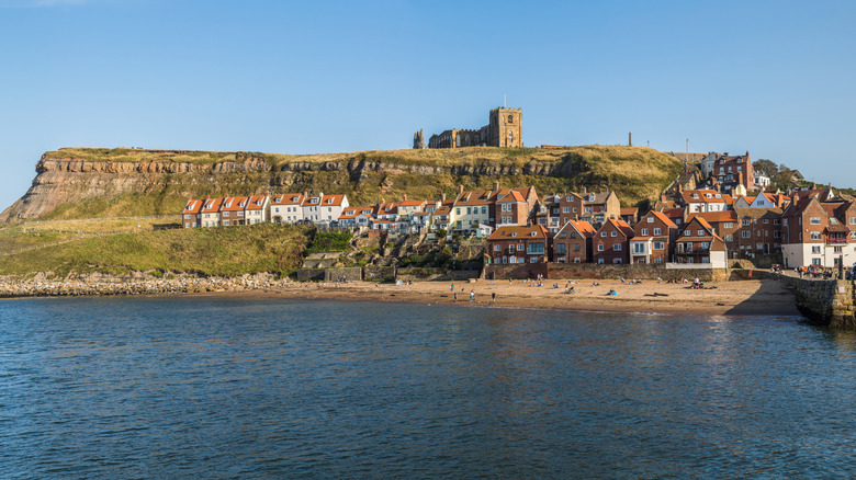 beach and harbor in Whitby, England