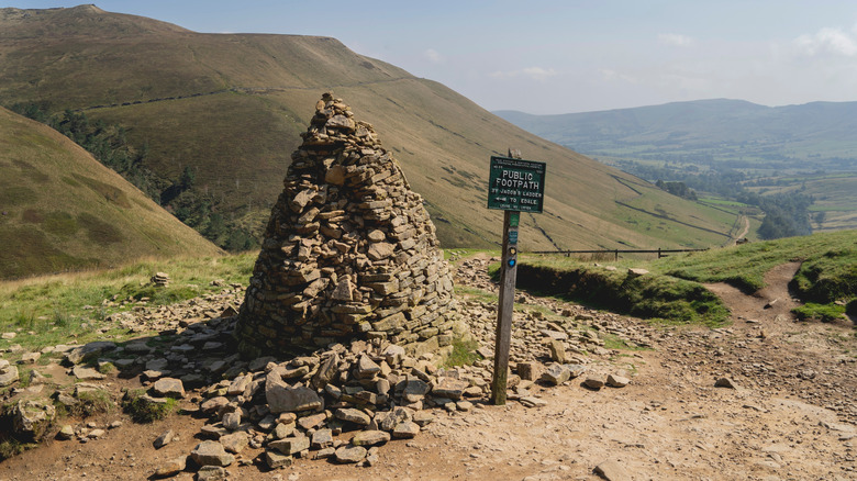 Stone pile at Jacob's Ladder along the Pennine Way in Edale.