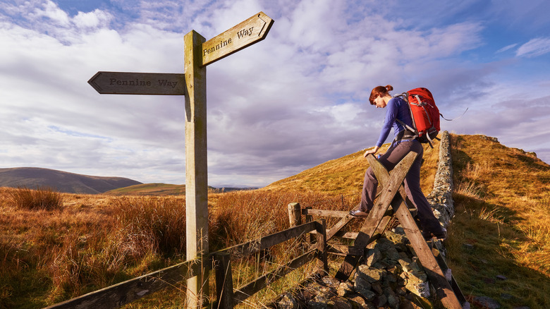 Woman on the Pennine Way by Hadrien's Wall.